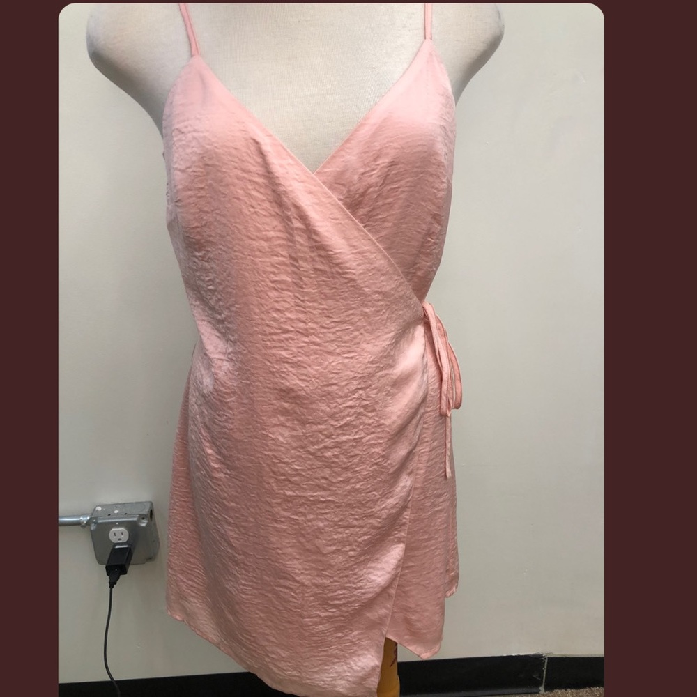 Pink satin mini dress
